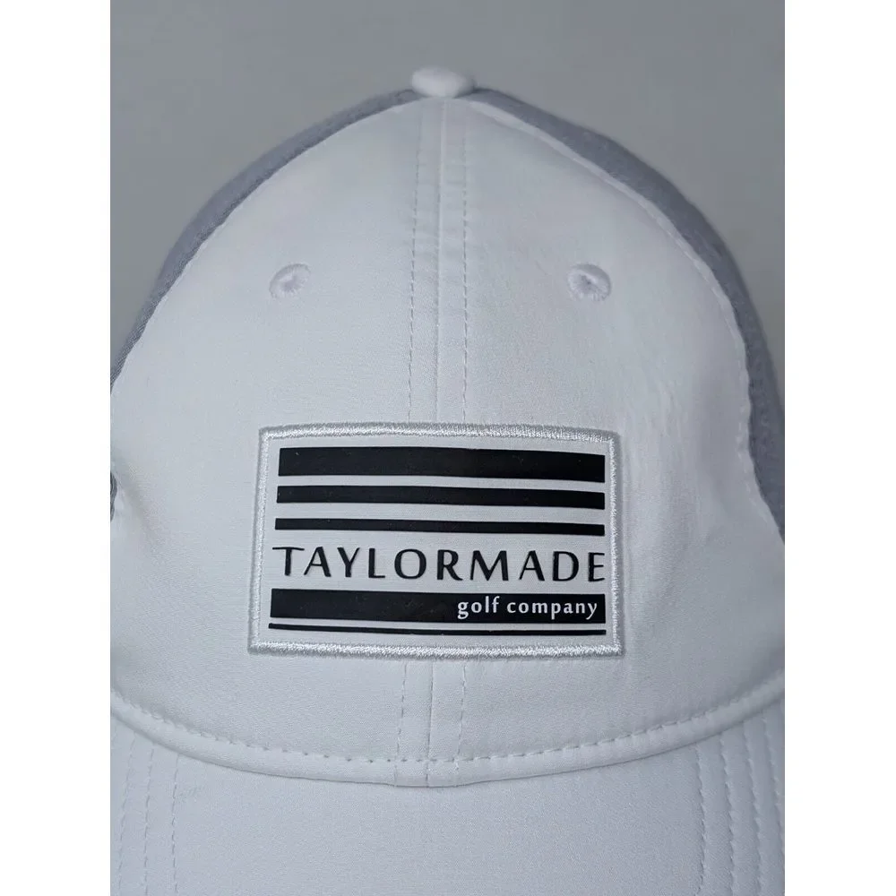 TaylorMade Golf Men's Baseball Cap Hat Patch White Gray VTG‎